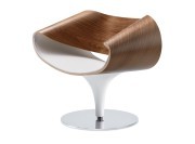 Fauteuil d'accueil Perillo, coque placage bois cheêne teinté