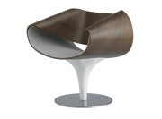 Fauteuil d'accueil Perillo, coque placage bois