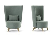 Fauteuil Bolero haut dossier, piètement bois