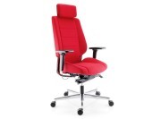 Fauteuil de bureau Azkar pour usage intensif avec accoudoirs et tétière, revêtement tissu rouge