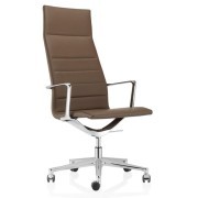 Fauteuil de bureau Valea, dossier haut avec tétière, revêtement cuir