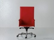 Fauteuil Pasqualina à roulette cuir rouge dossier haut