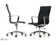 Fauteuil bureau Una management dossier haut, revêtement cuir