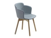 Fauteuil Calla, 4 pieds bois, coque tapissée