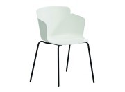 Fauteuil Calla, 4 pieds métal laqué, coque polypropylène blanc