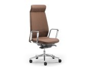 Fauteuil de direction Eden 02 avec têtière, pied aluminium poli.