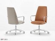 Fauteuil Elinor, dossier haut, structure alu poli