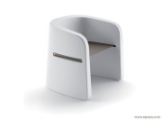 Fauteuil d'attente design Talea, assise en tissu tendu coloris taupe