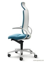 Fauteuil de direction Intouch, coque blanche, accoudoirs fixes