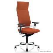Fauteuil direction Lacinta dossier haut tissu 3D orange