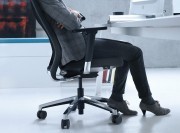 Fauteuil de travail Eben, pied et accoudoirs alu poli