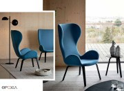Fauteuil Dalia, dossier haut, pieds bois