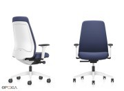 Fauteuil Every, dossier moyen tapissé, coque blanche