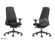 Fauteuil opératif avec coque noire, support lombaires réglable