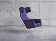 Fauteuil dossier haut Havana pieds bronze