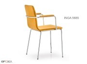 Fauteuil empilable Inga 5685, assise tissu ou simili cuir