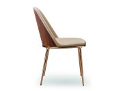 Chaise Lea, dos placage bois, pied en métal cuivre catégorie 4