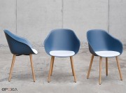 Fauteuil Lore, pieds bois et assise tapissée