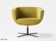 Fauteuil d'attente Koppa tissu, pietement aluminium verni noir