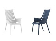 Fauteuil Lounge Ibiza, finition polypropylène Basic blanc et Navy