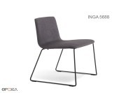 Fauteuil Lounge Inga 5688, assise tissu ou simili cuir, pied luge