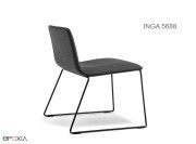 Fauteuil Lounge Inga 5688, assise tissu ou simili cuir, pied luge