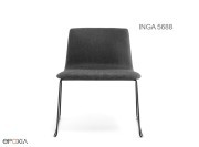 Fauteuil Lounge Inga 5688, assise tissu ou simili cuir, pied luge