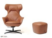 Fauteuil lounge pivotant et son pouf collection Musa
