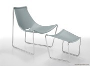Fauteuil lounge et repose-pied cuir Apelle