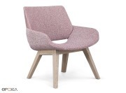 Fauteuil Monk style années 60, pieds bois noyer