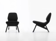 Fauteuils Lounge Oblique sans accoudoirs, piètement bois