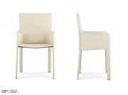 Fauteuil en cuir blanc Pasqualina, dossier haut