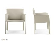 Fauteuil lounge Pasqualina en cuir blanc