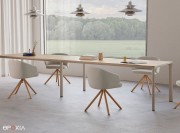 Fauteuil de réunion Binar 60, version pivotant sur pietement central bois 4 branches