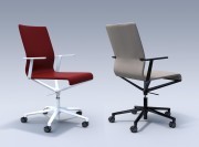 Siège pivotant Stick Executive, structure peinte blanche ou noire, assise cuir ou tissu