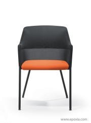 Fauteuil d'attente Giroflex 434, 4 pieds, assise tissu orange