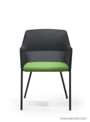 Fauteuil d'attente Giroflex 434, 4 pieds, assise tissu vert