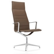 Fauteuil de réunion Valea, pivotant, dossier haut, revêtement cuir