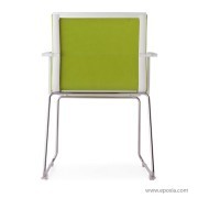 Fauteuil visiteur Stick tissu avec accoudoirs tissu vert accoudoirs blancs