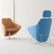 Fauteuil pivotant dossier bas et Fauteuil base traineau avec têtière.