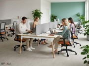 Sièges de bureau Sequel avec bureaux bench Ogi wood