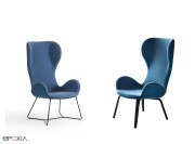 Fauteuil Dalia, dossier haut, pieds bois ou métal