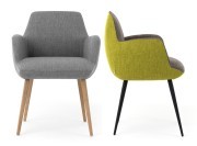 Fauteuil Moods #101 pieds bois ou acier tissu unicolore ou bicolore