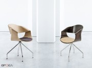 Fauteuils visiteur Bohème, pieds araignée, coque hêtre ou chêne 