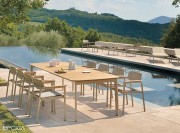 Table rectangulaire pour jardin, plateau en bois 