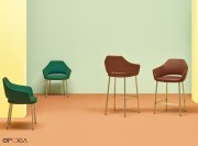 Fauteuils et tabouret Vic, pieds métal
