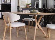Chaises avec accoudoirs Toro, pieds bois