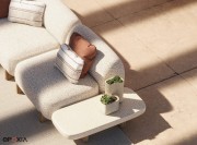 Table basse Milos en bout de canapé, plateau effet granit Cream 2031