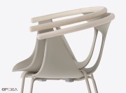 Fauteuils empilables Fox, coque polypropylène pieds métal