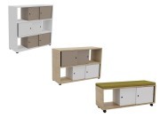 Kubo 3 et 2 niveaux, banc avec coussin d'assise